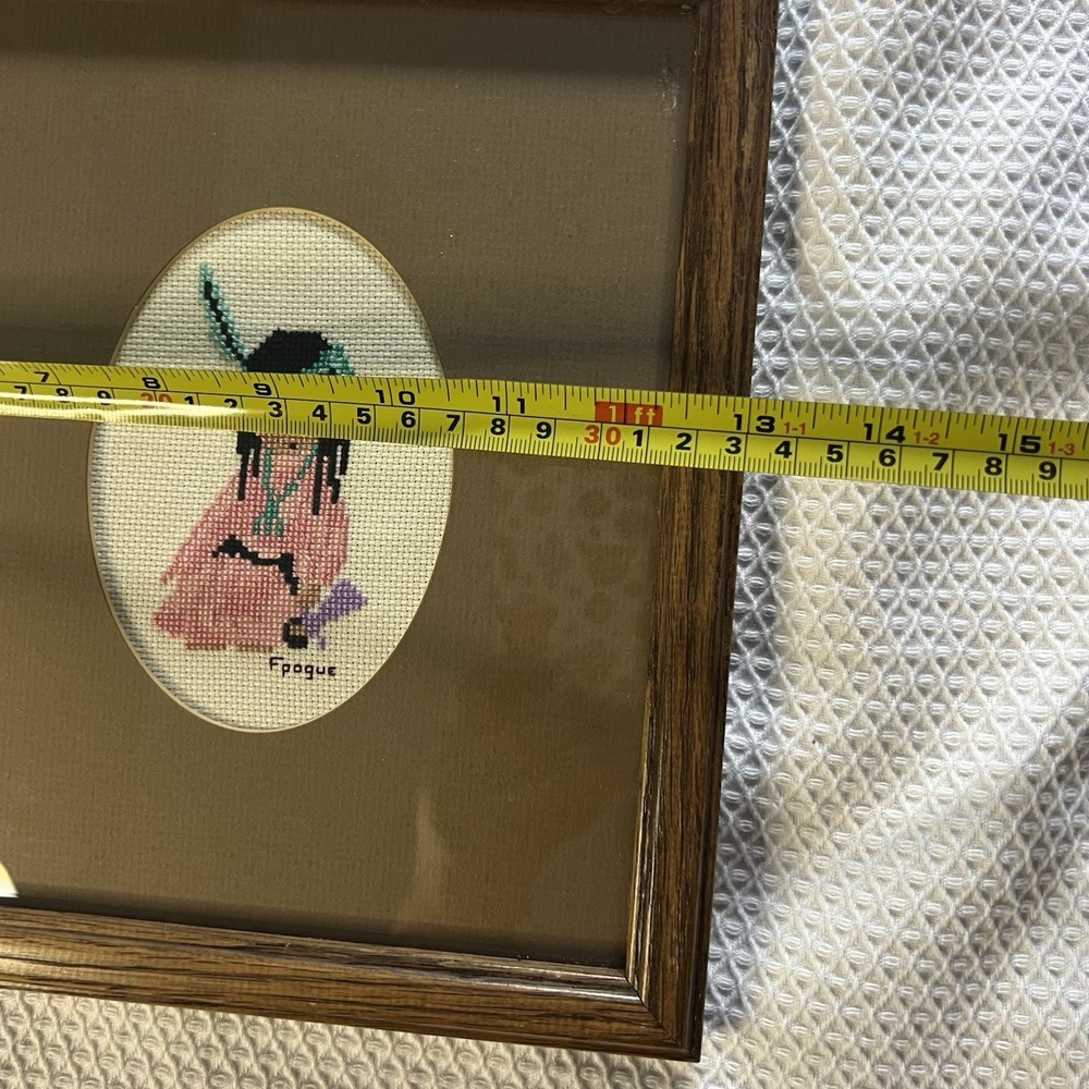 Ted DeGrazia Native American Cross Stitch Needlepoint Framed Artwork - Picture 4 of 8